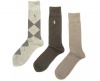 Polo Ralph Lauren Set of Three Men's Dress Socks Heathered Beige Argyle, Multi