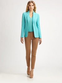A hint of stretch lends this classic, slim-fitting silhouette an ultra-flattering fit.Self waistband with belt loopsZip fly with button closureFive-pocket styleInseam, about 30Cotton/polyamide/elastaneDry cleanImported of Italian fabricModel shown is 5'10 (177cm) wearing US size 4.This style runs true to size. We recommend ordering your usual size for a standard fit. A hint of stretch lends this classic, slim-fitting silhouette an ultra-flattering fit.Self waistband with belt loopsZip fly with button closureFive-pocket styleInseam, about 30Cotton/polyamide/elastaneDry cleanImported of Italian fabricModel shown is 5'10 (177cm) wearing US size 4.This style runs true to size. We recommend ordering your usual size for a standard fit.