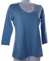 Nautica Sleepwear Womens ¾ Length Cotton Knit V-neck Pocket Sleep Shirt