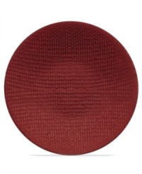 Sleek and simple in rich garnet stoneware, the Red Pepper salad plate provides contemporary style for casual dining with an intriguing all-over texture. (Clearance) Sleek and simple in rich garnet stoneware, the Red Pepper salad plate provides contemporary style for casual dining with an intriguing all-over texture. (Clearance)