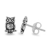 Sterling Silver Owl Stud Earrings - 8mm