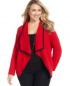 Layer your fave fall/winter looks with NY Collection's plus size  jacket, featuring a draped front.