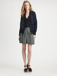 Pearlized beads stud this boxy knit topper styled with dropped shoulders and slouchy slash pockets.V necklineButton-down frontRibbed trimAbout 24 from shoulder to hem40% alpaca/40% wool/20% nylonDry cleanImportedModel shown is 5'10 (177cm) wearing US size 4. Pearlized beads stud this boxy knit topper styled with dropped shoulders and slouchy slash pockets.V necklineButton-down frontRibbed trimAbout 24 from shoulder to hem40% alpaca/40% wool/20% nylonDry cleanImportedModel shown is 5'10 (177cm) wearing US size 4.