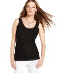 Try a new tank on for size: INC's sexy lace and mesh version works for evening too! Try a new tank on for size: INC's sexy lace and mesh version works for evening too!