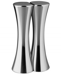 He likes Swedish Modern. She loves Deco. They'll both adore the clean, sculptural lines of the award-winning Kissing Salt & Pepper Shakers. Cast in shining Nambé alloy, they will never tarnish, chip or crack. Individually hand-crafted in Santa Fe, New Mexico. 5 tall. He likes Swedish Modern. She loves Deco. They'll both adore the clean, sculptural lines of the award-winning Kissing Salt & Pepper Shakers. Cast in shining Nambé alloy, they will never tarnish, chip or crack. Individually hand-crafted in Santa Fe, New Mexico. 5 tall.