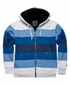 Add a bolt of blue to the concrete jungle with this striped hoodie from Univibe.