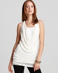 Donna Karan New York Tunic - Sleeveless Ribbon Draped Cowl Donna Karan New York Tunic - Sleeveless Ribbon Draped Cowl