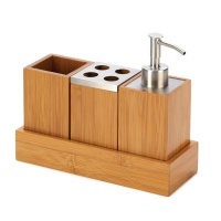 Eco Friendly Kyoto Bamboo Bath Set Trio Soap Pump Caddy Eco Friendly Kyoto Bamboo Bath Set Trio Soap Pump Caddy