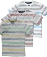 Old-school cool. Stripes with a worn look are casual and classic on this t shirt from Retrofit. Old-school cool. Stripes with a worn look are casual and classic on this t shirt from Retrofit.