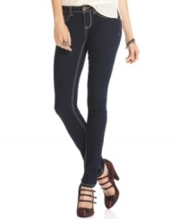 Bordered in contrast topstitching and sporting a dark indigo wash, Rewash's five-pocket skinny jeans are a sleek, standout pick for the season. Bordered in contrast topstitching and sporting a dark indigo wash, Rewash's five-pocket skinny jeans are a sleek, standout pick for the season.