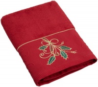RIBBON & HOLLY EMBROIDERED BATH in RED RIBBON & HOLLY EMBROIDERED BATH in RED