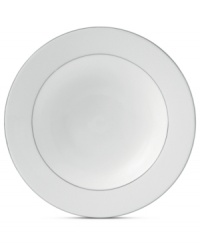 A brighter white. Royal Doulton's Finsbury rim soup bowl embodies chic minimalism, swept with a pretty white-on-white pattern and bands of pewter gray. Versatile bone china proves a smart choice for every day as well as entertaining. A brighter white. Royal Doulton's Finsbury rim soup bowl embodies chic minimalism, swept with a pretty white-on-white pattern and bands of pewter gray. Versatile bone china proves a smart choice for every day as well as entertaining.
