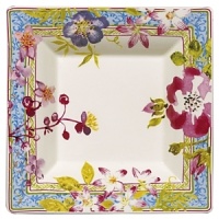 Millefleurs was inspired by flowers in a European garden as well as antique tableware. Its delicate renderings of pansies, roses, and thistles are blended with a vintage border in a contemporary color palette. Sophisticated, yet fresh and youthful. Dishwasher and microwave safe (for reheating only). Millefleurs was inspired by flowers in a European garden as well as antique tableware. Its delicate renderings of pansies, roses, and thistles are blended with a vintage border in a contemporary color palette. Sophisticated, yet fresh and youthful. Dishwasher and microwave safe (for reheating only).