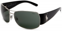 Polo Ralph Lauren Men's 0Ph3042 Metal Sunglasses,Silver/Black Frame/Grey Green Lens,one size