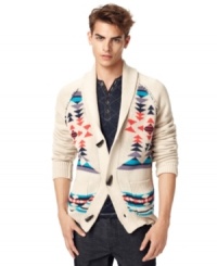 Let your primal instinct for fashion shine through in this three-button sweater from Bar III. Let your primal instinct for fashion shine through in this three-button sweater from Bar III.