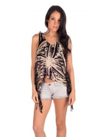 Vintage Havana Womens Super Fringe Printed Top - Black - Large Vintage Havana Womens Super Fringe Printed Top - Black - Large