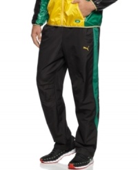 Step up your game. Crafted from PVC-free recycled materials, these Puma wind pants will keep you in the zone -- working harder, longer. Step up your game. Crafted from PVC-free recycled materials, these Puma wind pants will keep you in the zone -- working harder, longer.