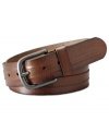 Fossil's Griffith Casual Belt: Rich leather, a bit of stitching detail, and a vintage-finish buckle add up to the kind of rugged good looks just made to be worn with denim.
