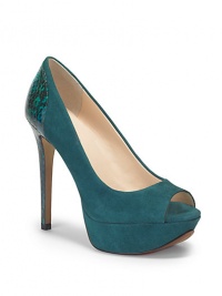 THE LOOKRich suede upperSnakeskin-embossed leather covered heelPeep toePadded insoleSnakeskin-embossed leather covered heel, 5¼ (130mm)Suede-covered platform, 1¼ (30mm)Compares to a 4 heel (100mm)THE MATERIALLeather upperMan-made lining and soleORIGINImported THE LOOKRich suede upperSnakeskin-embossed leather covered heelPeep toePadded insoleSnakeskin-embossed leather covered heel, 5¼ (130mm)Suede-covered platform, 1¼ (30mm)Compares to a 4 heel (100mm)THE MATERIALLeather upperMan-made lining and soleORIGINImported