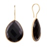 18KT Gold Vermeil Black Onyx Teardrop Earrings 925 Sterling Silver Bezel Set Gemstone Drops, Kyle Richards
