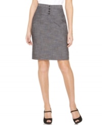 Elegant button details lend this AGB skirt a refined feel! Wear it with or without the coordinating suit jacket. Elegant button details lend this AGB skirt a refined feel! Wear it with or without the coordinating suit jacket.