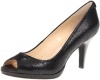 Calvin Klein Women's Kail Pearlized Reptile Print Platform Open-Toe Pump