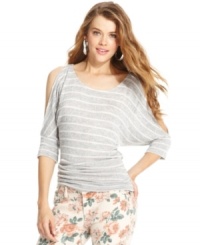 Cooling temps doesn't mean you have to say no to cutouts! Only Sky proves that your favorite trend is fall-appropriate too with a striped, dolman-sleeve sweater designed to let your shoulders breathe. Cooling temps doesn't mean you have to say no to cutouts! Only Sky proves that your favorite trend is fall-appropriate too with a striped, dolman-sleeve sweater designed to let your shoulders breathe.