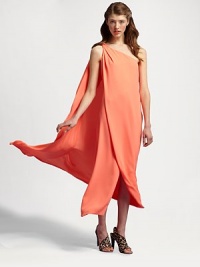 Minimalist-chic meets this season's coveted midi-length silhouette, all in a one-shoulder shift of matte crepe.Single shoulder strapGathered at one sideFlat frontSlash pocketsAbout 27 from natural waistPolyesterDry cleanImportedModel shown is 5'10 (177cm) wearing US size 4.OUR FIT MODEL RECOMMENDS ordering one size down as this style runs large. Minimalist-chic meets this season's coveted midi-length silhouette, all in a one-shoulder shift of matte crepe.Single shoulder strapGathered at one sideFlat frontSlash pocketsAbout 27 from natural waistPolyesterDry cleanImportedModel shown is 5'10 (177cm) wearing US size 4.OUR FIT MODEL RECOMMENDS ordering one size down as this style runs large.