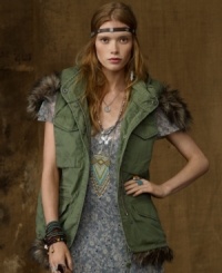 An edgy homage to military classics, Denim & Supply Ralph Lauren's rugged topper boasts a plethora of utility details, a chic cinched waist and a faux-fur trim for an oh-so-flattering, feminine spin. An edgy homage to military classics, Denim & Supply Ralph Lauren's rugged topper boasts a plethora of utility details, a chic cinched waist and a faux-fur trim for an oh-so-flattering, feminine spin.