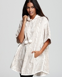Pull on poncho power with this cable-print lounge piece from Kensie. Rendered in super-soft fleece, it's a must-have for winter. Pull on poncho power with this cable-print lounge piece from Kensie. Rendered in super-soft fleece, it's a must-have for winter.