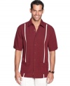 Cubavera's retro-inspired button front shirt is perfectly tailored for casual-day style.
