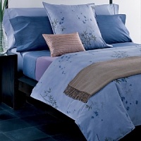 Features the soothing Bamboo Flower duvet and Euro sham. Solid percale Hyacinth and Rhythmic Stripe sheets are 220-thread count, 100% cotton with a pure finish. All accessories imported. Sheets are made in USA of imported cotton. Features the soothing Bamboo Flower duvet and Euro sham. Solid percale Hyacinth and Rhythmic Stripe sheets are 220-thread count, 100% cotton with a pure finish. All accessories imported. Sheets are made in USA of imported cotton.