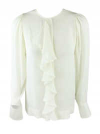 Stella Mccartney Womens Ruffle Front Silk Button Blouse Top Stella Mccartney Womens Ruffle Front Silk Button Blouse Top