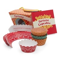 Reveal a special treat after you finish your cupcake. Each printed with a message of good fortune on the inside bottom, these colorful cupcake accessories from Chronicle come in a whimsical container with an included recipe book. Reveal a special treat after you finish your cupcake. Each printed with a message of good fortune on the inside bottom, these colorful cupcake accessories from Chronicle come in a whimsical container with an included recipe book.