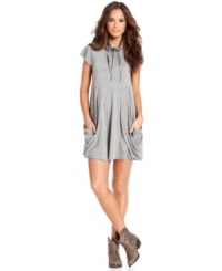 Perfect for a sporty-chic look, this Kensie dress features a zipper closure and drawstring neckline for a stylish sweatshirt appeal! Perfect for a sporty-chic look, this Kensie dress features a zipper closure and drawstring neckline for a stylish sweatshirt appeal!