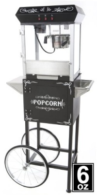 Deluxe 6oz Black Popcorn Maker Machine by Paramount - New Full Size 6 oz Popper & Cart Deluxe 6oz Black Popcorn Maker Machine by Paramount - New Full Size 6 oz Popper & Cart