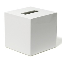 Sleek and sophisticated in cool white, these hand-lacquered bath accessories brighten any bathroom.