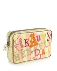 Stash your beauty loot inside this beautifully detailed, coated-canvas makeup bag. The spacious benefit travel beauty bag features a playful, feminine print, clear interior zippered pocket, and charming zipper pulls. Durable & high quality, it stays impressively clean through all your beauty adventures. Dimensions: L 10 x W 3 x H 6 3/4 Stash your beauty loot inside this beautifully detailed, coated-canvas makeup bag. The spacious benefit travel beauty bag features a playful, feminine print, clear interior zippered pocket, and charming zipper pulls. Durable & high quality, it stays impressively clean through all your beauty adventures. Dimensions: L 10 x W 3 x H 6 3/4