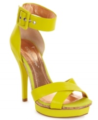 Hello, sexy! The Zenas platform sandals by BCBGeneration are fiercely in fashion with their double-layer platform, grosgrain ribbon details and high ankle strap. Hello, sexy! The Zenas platform sandals by BCBGeneration are fiercely in fashion with their double-layer platform, grosgrain ribbon details and high ankle strap.