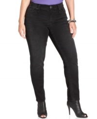 Add sparkle to your casual style with Seven7 Jeans' plus size skinny jeans, featuring rhinestone pockets. Add sparkle to your casual style with Seven7 Jeans' plus size skinny jeans, featuring rhinestone pockets.