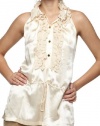 Roberto Cavalli - Women's Top Blouse Silk Cream 40 Beige