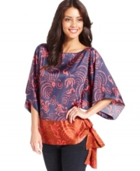 Colorblocked bold prints makes a colorful splash on this fluid RACHEL Rachel Roy blouse -- perfectly paired with the season's skinny jeans! Colorblocked bold prints makes a colorful splash on this fluid RACHEL Rachel Roy blouse -- perfectly paired with the season's skinny jeans!
