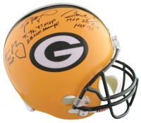 Green Bay Packers Autographed Replica Helmet - Aaron Rodgers, Brett Favre & Bart Starr - Favre & Holo - Steiner Sports Certified Green Bay Packers Autographed Replica Helmet - Aaron Rodgers, Brett Favre & Bart Starr - Favre & Holo - Steiner Sports Certified