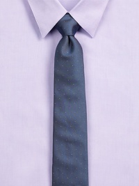 A delicate dot print is woven in luxurious Italian silk with a textured finish, adding a modern touch to any classic dress wardrobe.About 3 wideSilkDry cleanMade in USA A delicate dot print is woven in luxurious Italian silk with a textured finish, adding a modern touch to any classic dress wardrobe.About 3 wideSilkDry cleanMade in USA