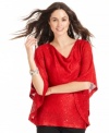 Chic sequins add sparkle to Alfani's poncho-style sweater. Dress it up with skinny trousers or keep it casual with jeans.