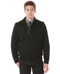 Sharpen your seasonal style with this jacket from Perry Ellis. Sharpen your seasonal style with this jacket from Perry Ellis.