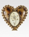 Masterful enamel work recreates the rich look of tortoise in this captivating heart-shaped frame, edged with dazzling Swarovski crystals and golden leaf-shaped accents.Enamel and crystal18k matte gold finishHandmade, hand-enameled and hand-set4.5W X 4.5HMade in USA