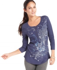 Top off your look with this casual Style&co. Sport henley. Featuring a fun print and a cozy ribbed fabric, this is the perfect shirt for everyday style! Top off your look with this casual Style&co. Sport henley. Featuring a fun print and a cozy ribbed fabric, this is the perfect shirt for everyday style!