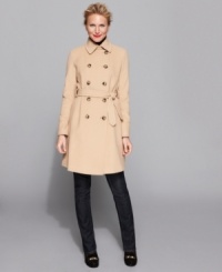 DKNY's petite classic trench keeps you warm all season. Layer over your winter-warmers for chic styling! DKNY's petite classic trench keeps you warm all season. Layer over your winter-warmers for chic styling!