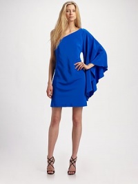 A single voluminous, fluttering bell sleeve lends drama to this supple silk sheath.Asymmetrical neckline Single bell sleeve Concealed side zip Fully lined About 23 from natural waist Silk Dry clean Imported A single voluminous, fluttering bell sleeve lends drama to this supple silk sheath.Asymmetrical neckline Single bell sleeve Concealed side zip Fully lined About 23 from natural waist Silk Dry clean Imported